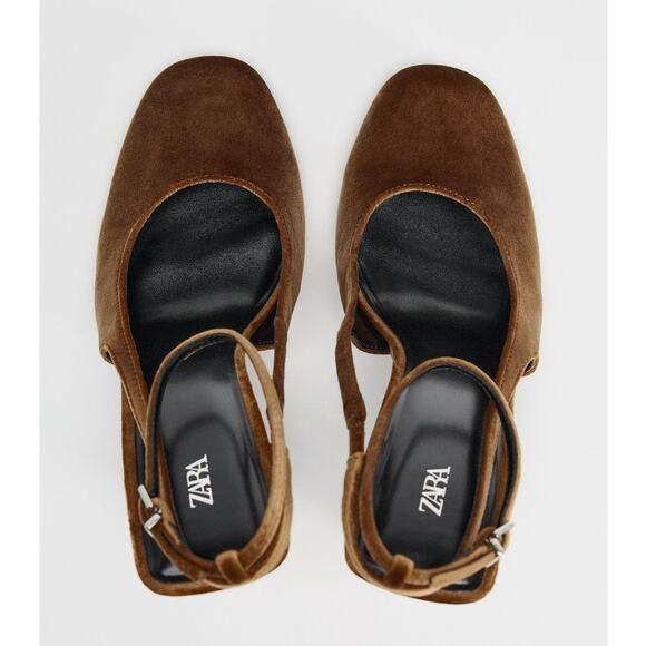 ZARA Rounded Toe Velvet Heels – Ocher – Size 8 – NWT - Picture 13 of 14